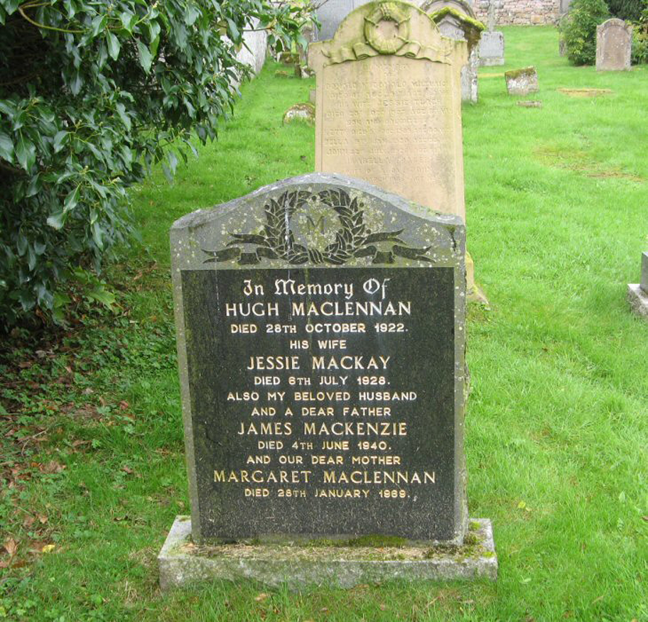 Photo of headstones/Hugh MacLennan d 1922 MI Kilchrist, Urray